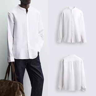 柜329！2026春夏新品 男装 宽松棉麻混纺中山领长袖衬衫 1063412