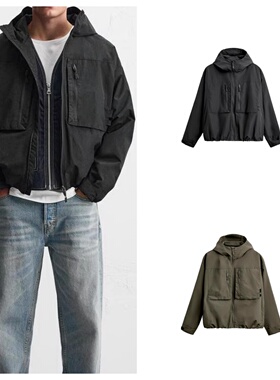 秋冬新品 男装 连帽科技面料拉链长袖夹克外套 8281406