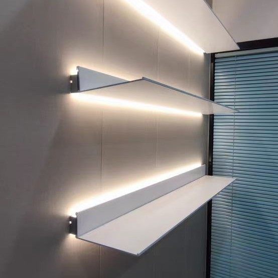 铝合金置物架内置发光LED带灯层板挂墙上金属置物板简约白色书架,住宅家具,搁板/置物架/家用陈列架,淘宝优惠券,粉丝福利购,淘宝优惠卷