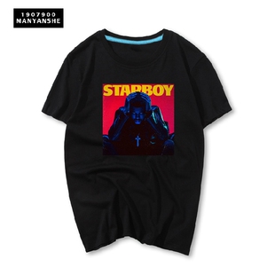 新款The Weeknd黑色Starboy短袖T恤 电音T恤纯棉DJ衣服宽松大码