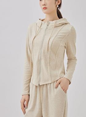 2463早春新款拉链开衫减龄连帽卫衣直筒裤两件套加厚运动休闲套装