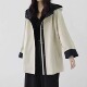 外套 中长款 洋气撞色连帽风衣女春秋款 宽松百搭上衣高级感小众个性