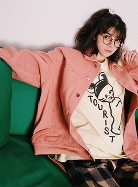 NEATO逆光女装 春季新品 单排扣工装牛仔衣 机能街舞炸街外套