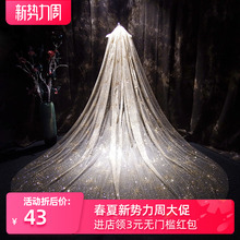 新款超长拖尾头纱网红拍照头饰闪亮1