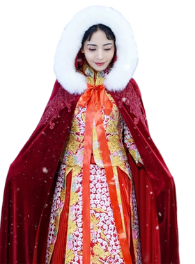秀禾服红色新娘中式婚礼古装披风