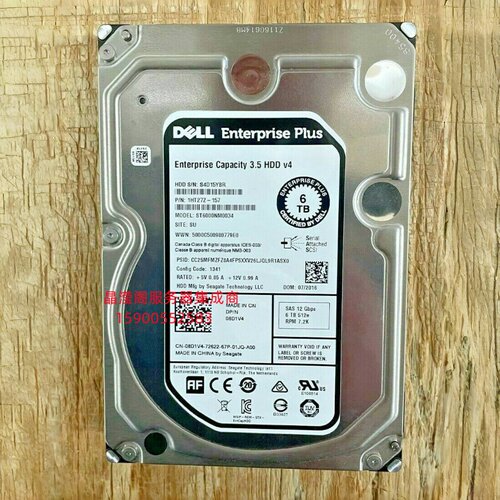 DELL SCV300 SCV2000 SCV2080 SCV3000 6T 7.2K 3.5 SAS 储存硬盘