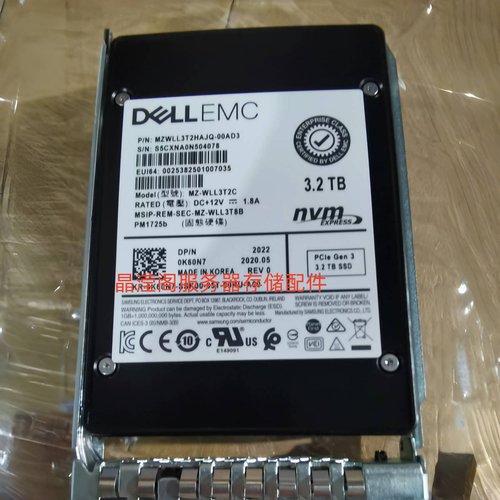 DELL EMC PM1725b 3.2T PCIe Gen3 SSD NVMe U2 0K60N7 固态硬盘
