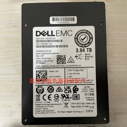 DELL 3.84T SAS SSD 12Gb 2.5 XS3840LE70134 0YM9HP SED固态硬盘