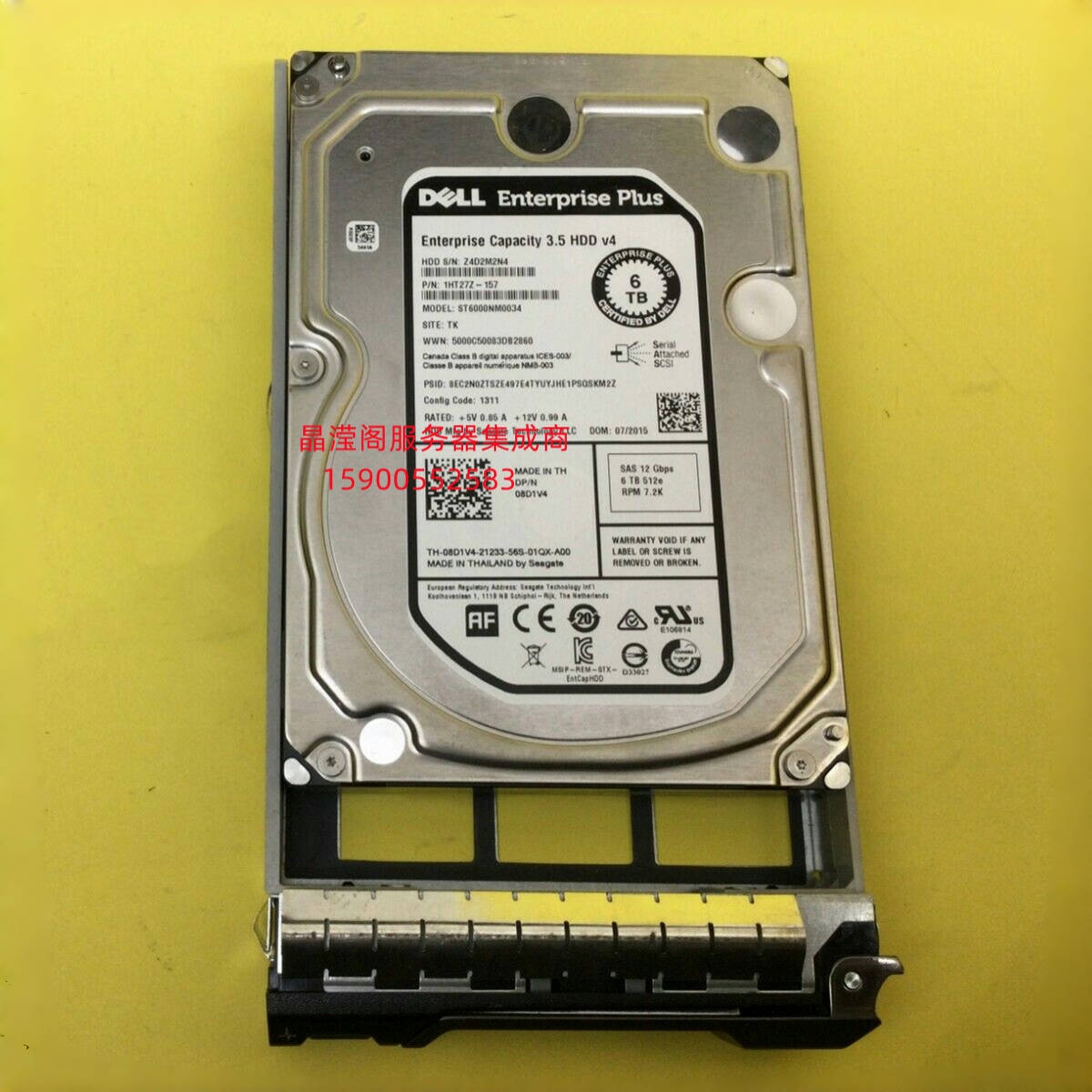 DELL SC100 SC120 SC180 6T 7.2K 3.5寸 SAS 12Gb 康贝 储存硬盘