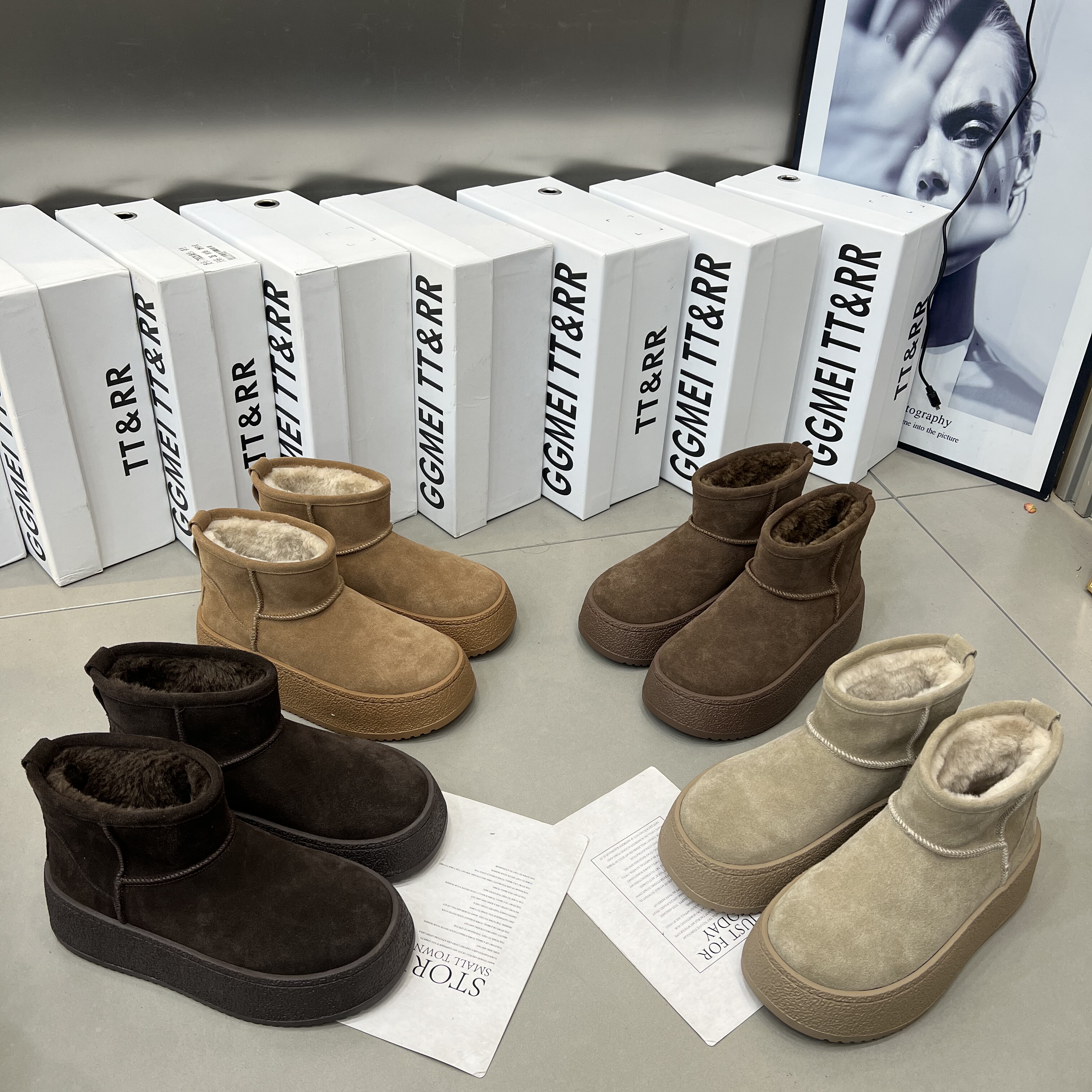 欧货真皮厚底雪地靴女2025冬季复古增高加绒保暖棉鞋百搭切尔西靴