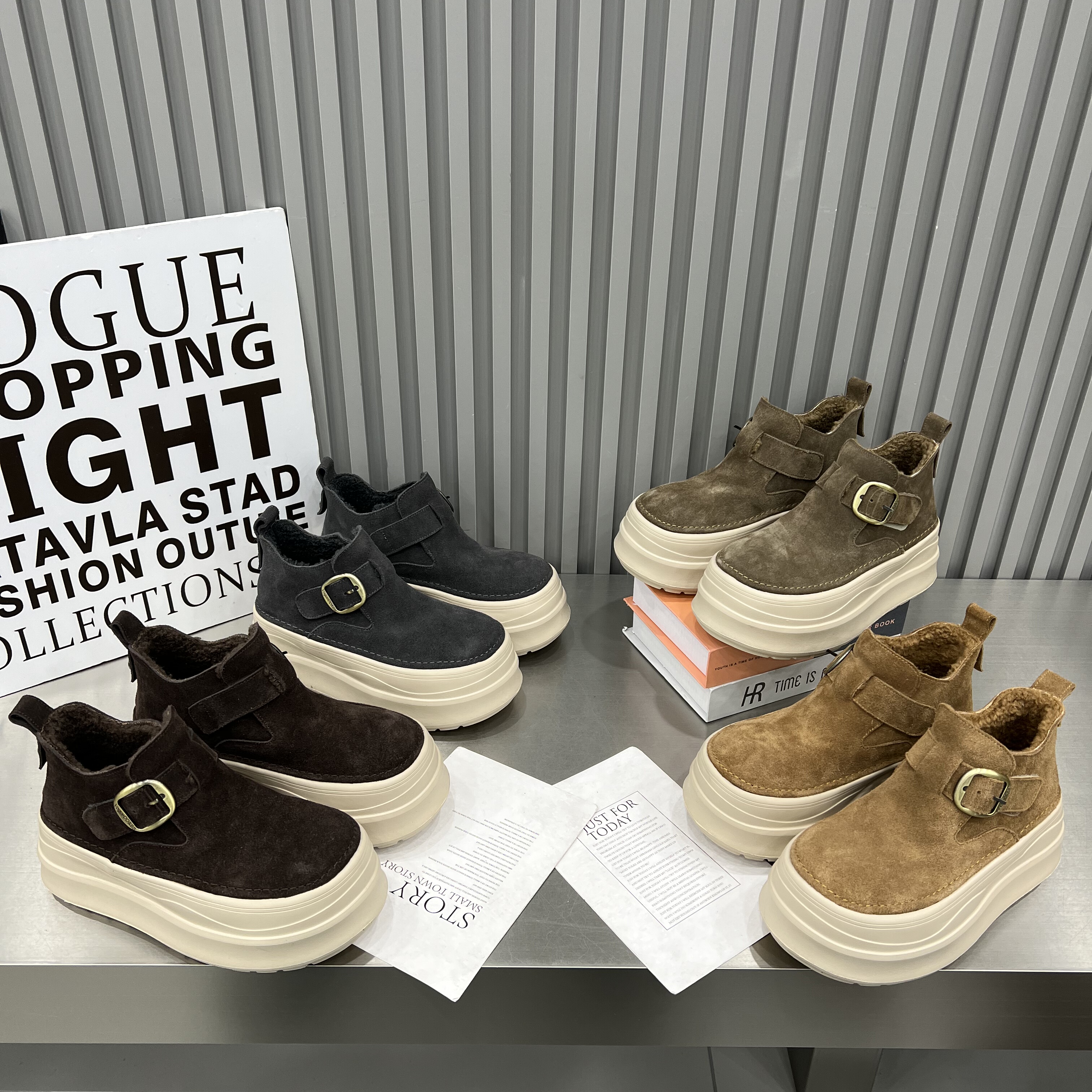 2025冬季真皮厚底雪地靴女加绒保暖松糕棉鞋百搭休闲复古增高短靴