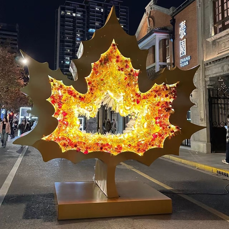 网红大型枫叶发光美陈摆件