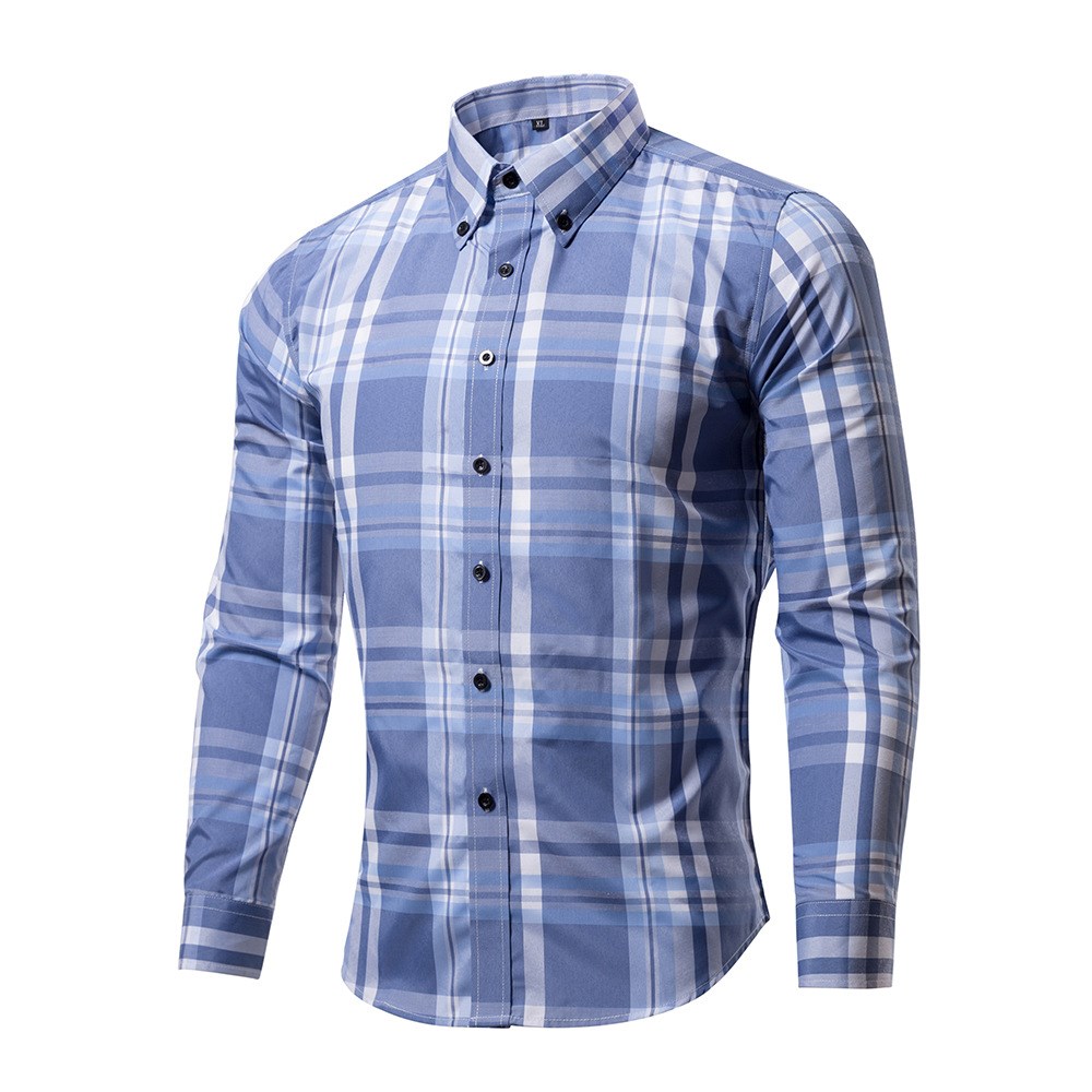 Men's long sleeved plaid shirts man casual shirt dress shirt