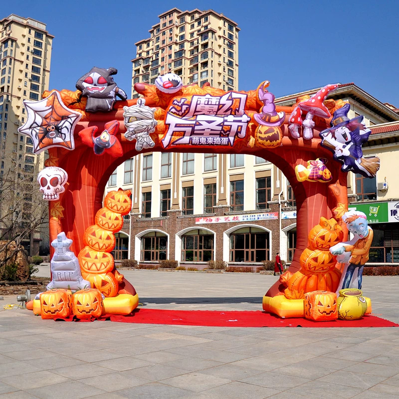 商场万圣节气模装饰充气南瓜气模巫婆定制户外气氛场景布置道具