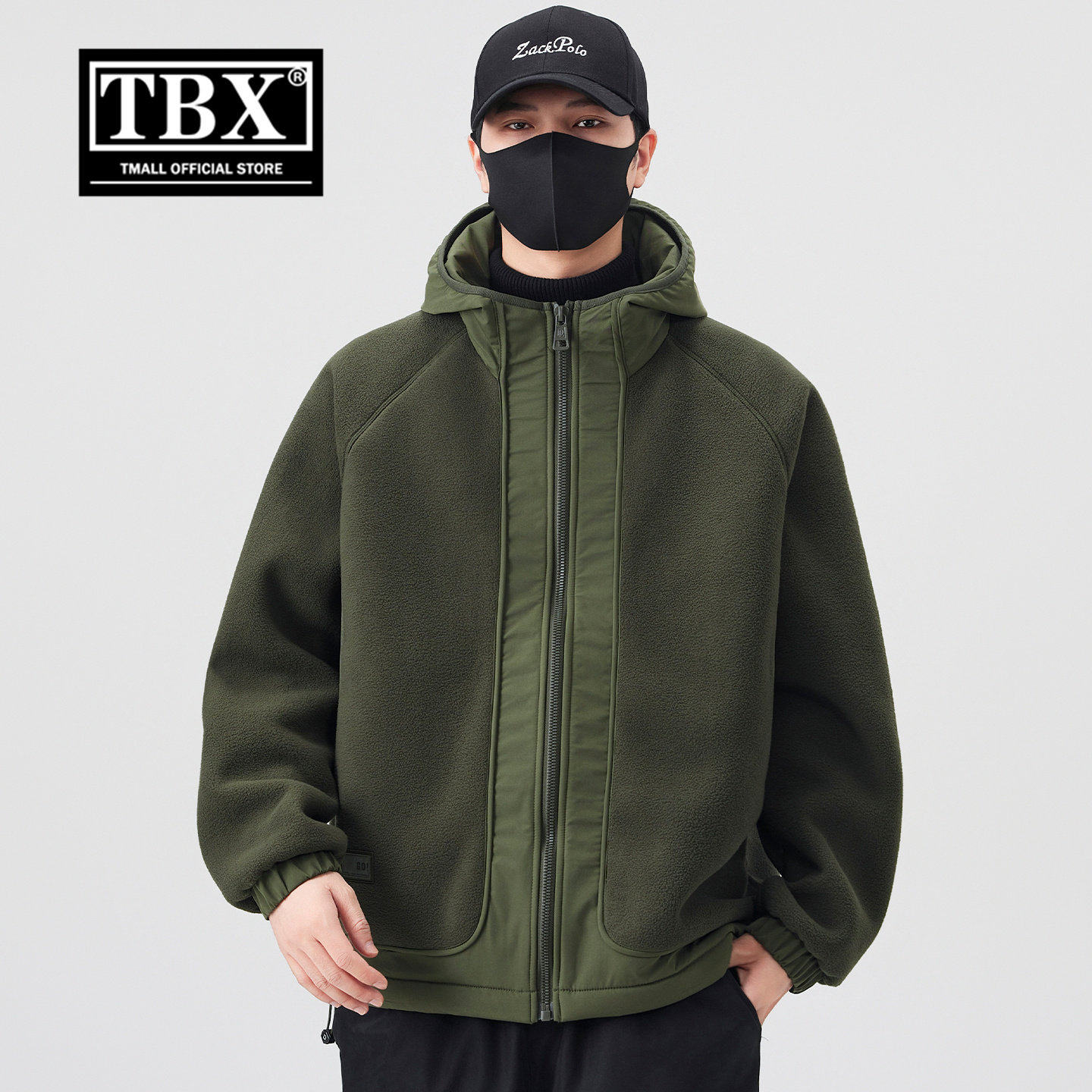 双面摇粒绒连帽外套男士2026新款冬季加绒抓绒衣夹克棉服男款冬装