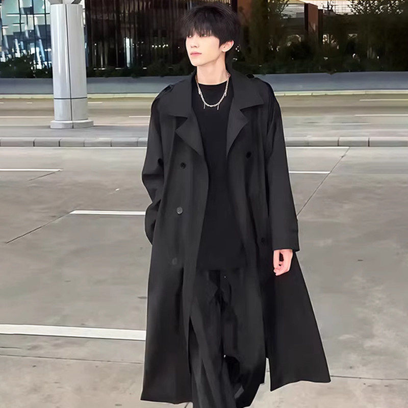 潮牌英伦风双排扣风衣外套男春秋季韩系穿搭中长款克鲁苏文职大衣,男装,风衣,淘宝优惠券,粉丝福利购,淘宝优惠卷