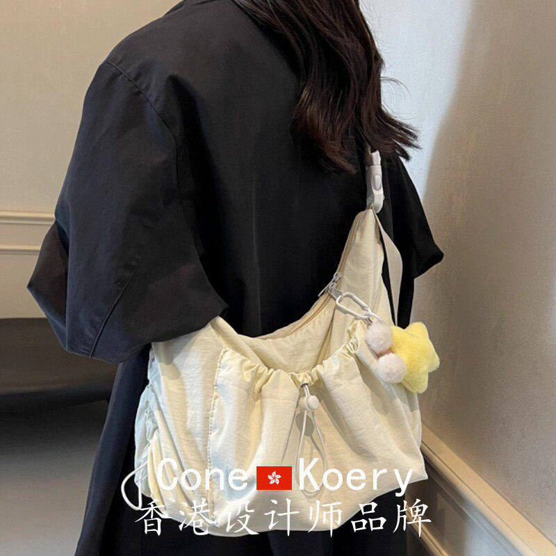 法国轻便休闲日系帆布斜挎包女大容量托特包上课包通勤上班单肩包