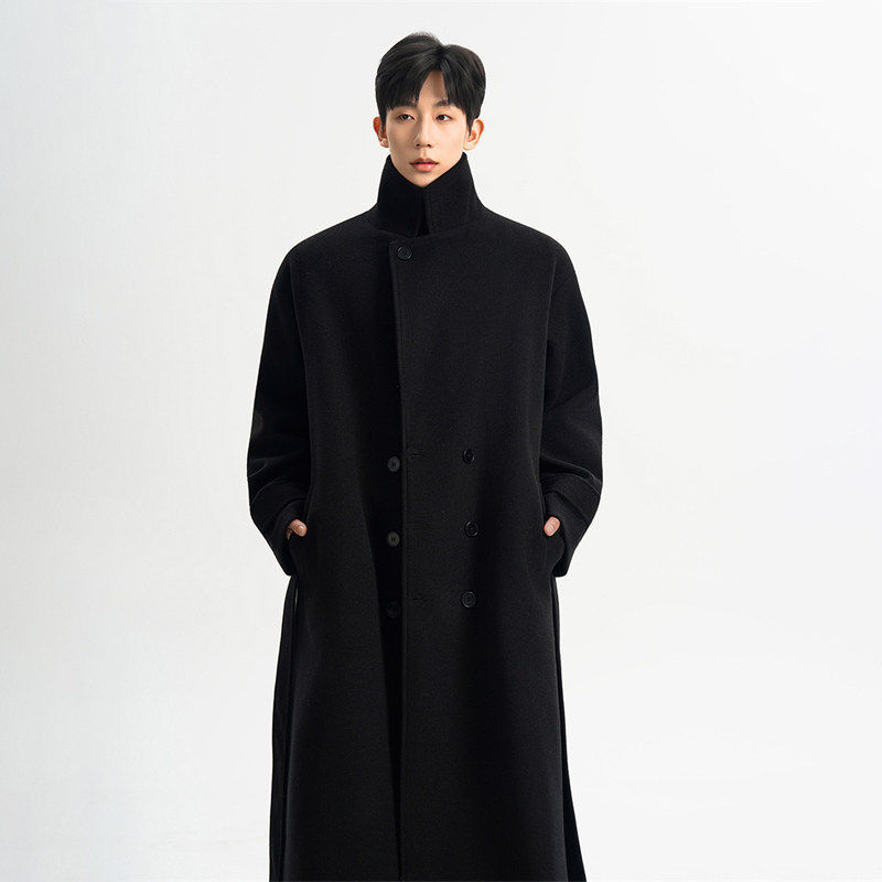 潮牌可立领中长款毛呢大衣男冬季过膝加厚宽松高级感呢子风衣外套,男装,毛呢大衣,淘宝优惠券,粉丝福利购,淘宝优惠卷