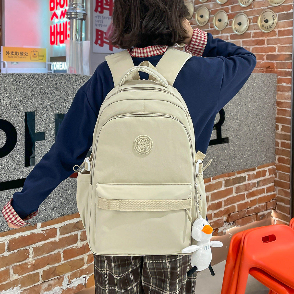 法国MKDN~简约风新款书包女初中生护脊高中生大容量小学生双肩包