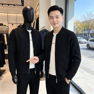 KZBA高端针织开衫毛衣外套男款春秋季2026新款修身棒球服男士上衣