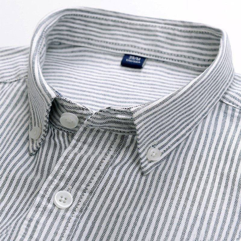 纯棉灰色竖条纹衬衫潮流男士韩版长袖经典细格纹衬衣春季格子寸衫