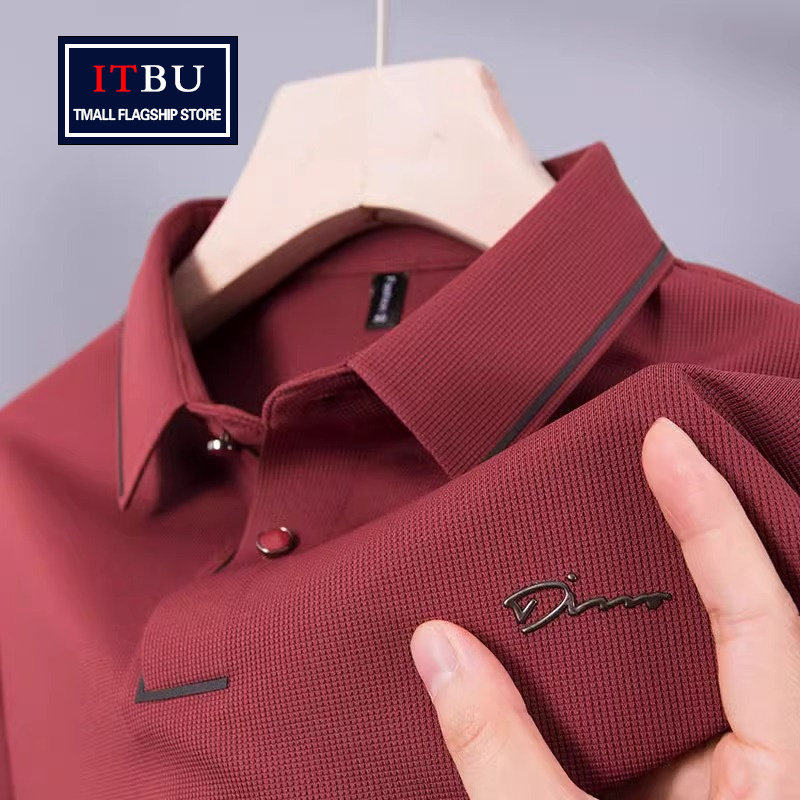 高端红色POLO衫男士短袖t恤2026春夏季新款婚宴装长袖上衣服男款