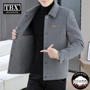 高端羊毛呢大衣男士羽绒服2026新款冬季加厚短款夹克外套男款冬装