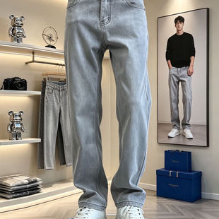 潮牌春秋新款轻奢时尚百搭舒适牛仔裤男款宽松直筒中腰休闲牛仔裤