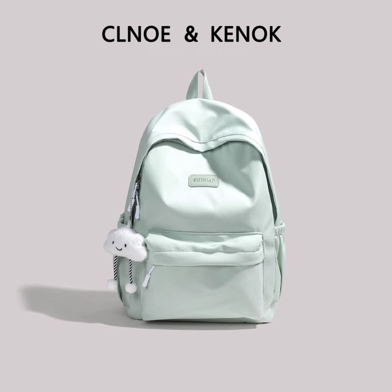 Clnoe Kenok简约薄荷绿书包女初高中生2026新款通勤大容量双肩包