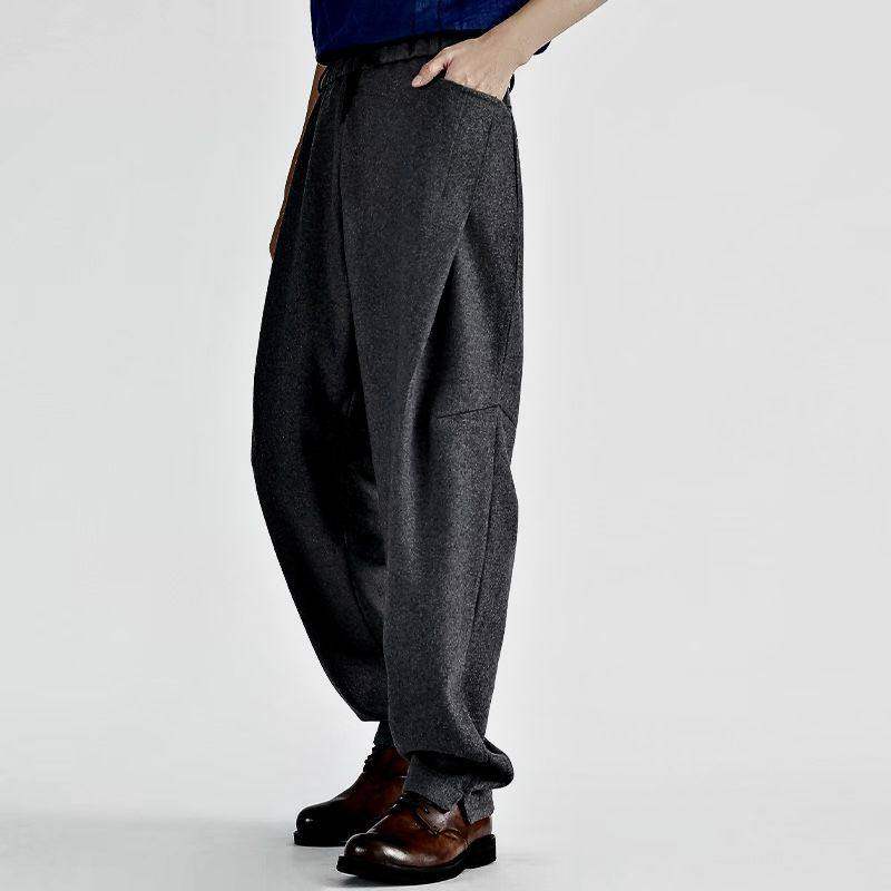 IT ins羊毛哈伦裤男秋冬厚款弹力腰宽松弯刀萝卜小脚毛呢休闲长裤,男装,休闲裤,淘宝优惠券,粉丝福利购,淘宝优惠卷