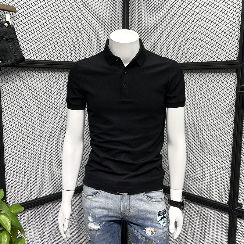 polo衫男士薄款2025年夏季新款潮牌潮流休闲修身纯棉百搭短袖t恤