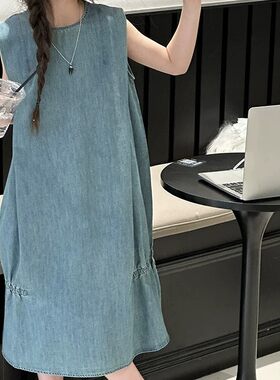 女童连衣裙夏季2026新款儿童洋气大童夏装天丝薄款无袖背心牛仔裙