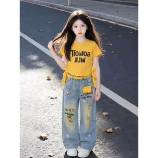 女童短袖套装夏装2026新款儿童多巴胺穿搭女孩大童超好看韩系衣服