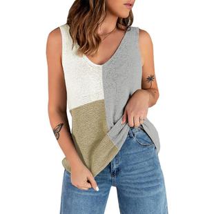 color stitching contrast loose knitted small Womens vest