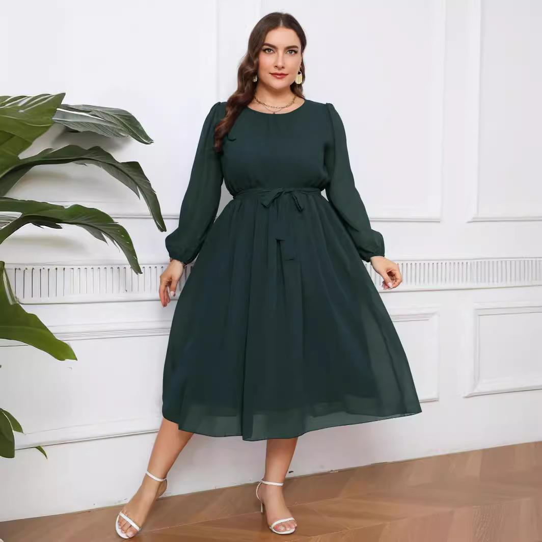 girl size dress chiffon fat womens Plus elegant waist