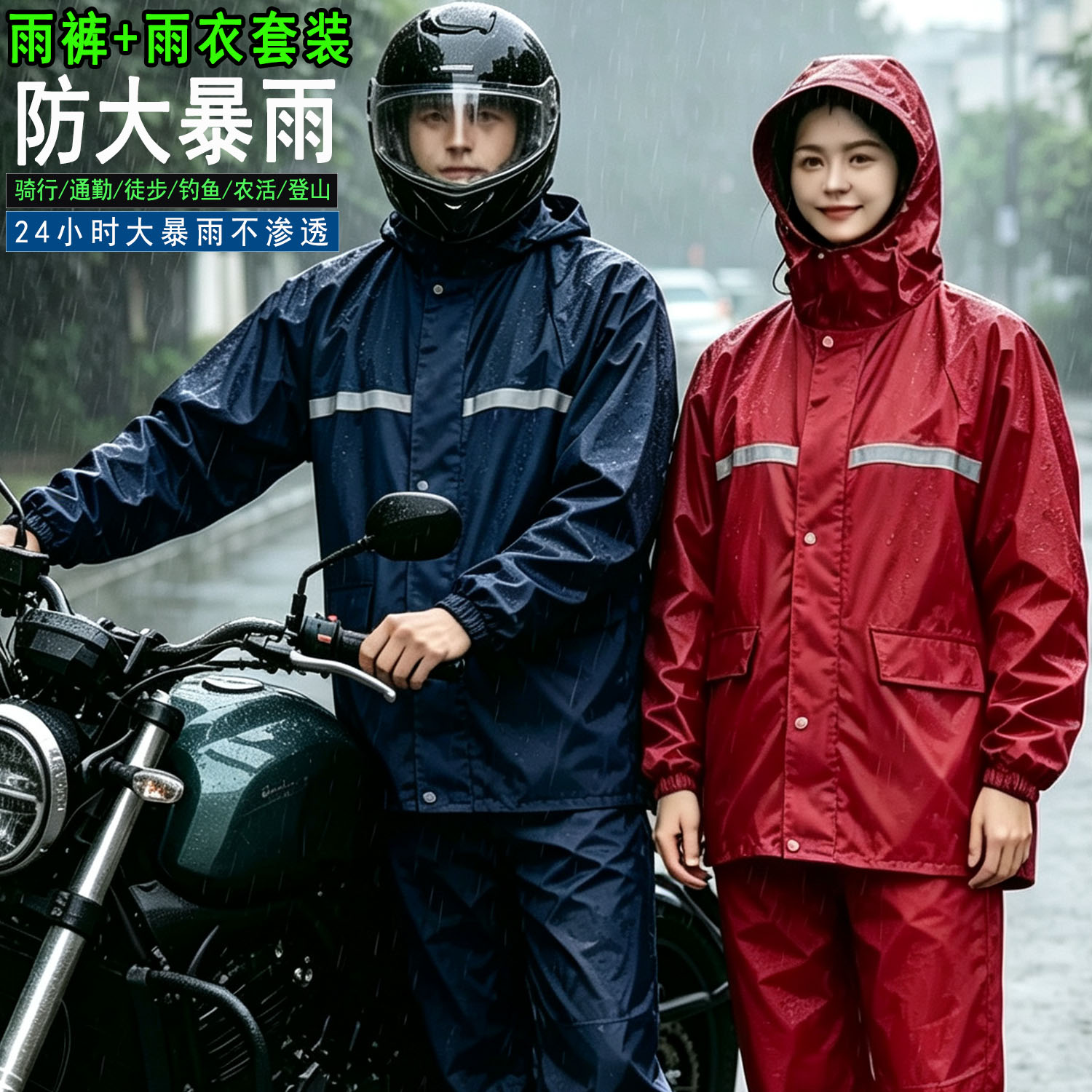 双层透气加厚1人成人雨衣套装