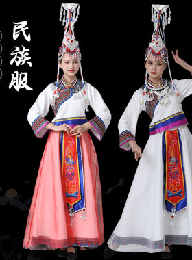 少数民族畲族服装女演出服凤凰刺绣凤冠头饰舞蹈表演服秋冬季长款