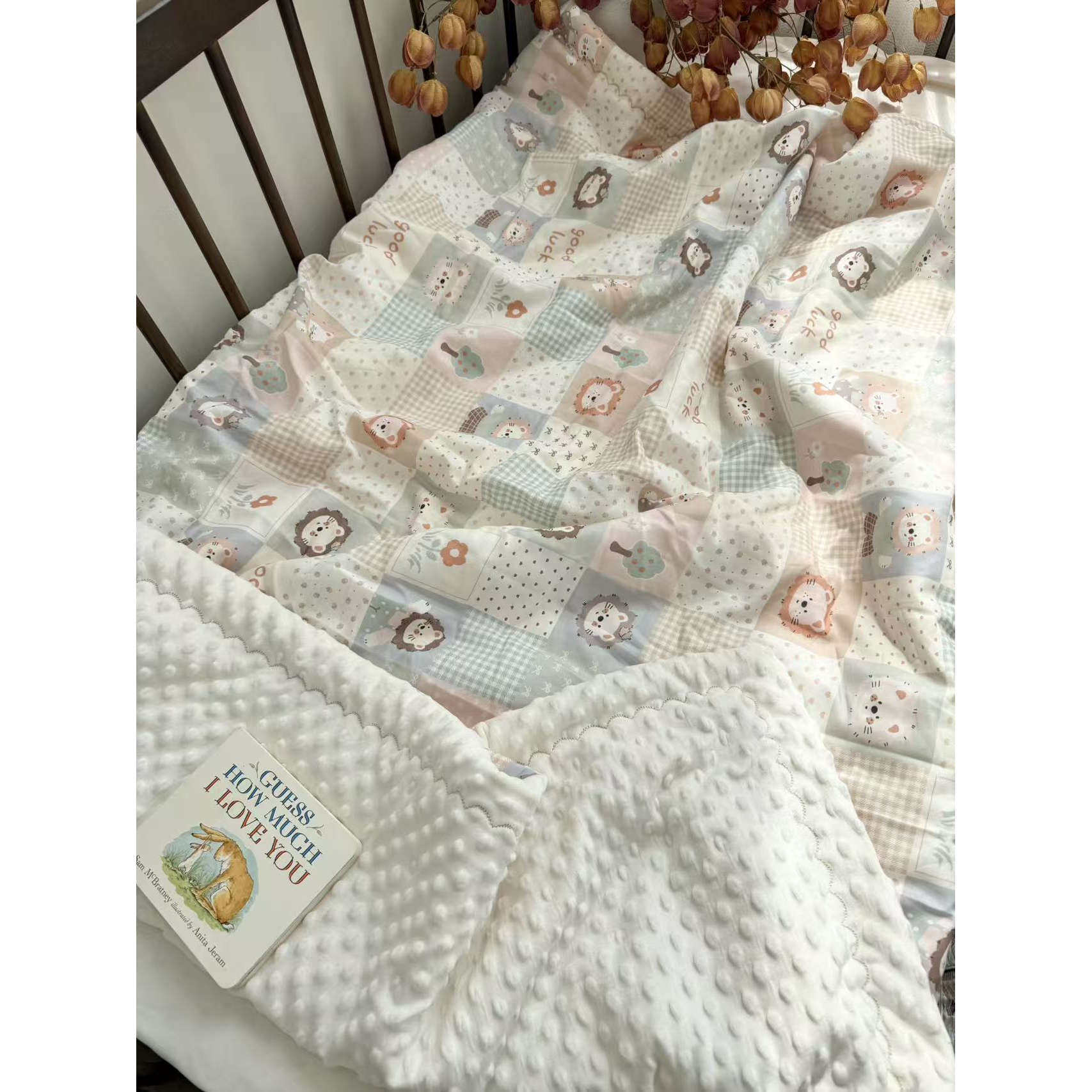 纯棉纱布豆豆绒四季夹绵款 宝宝双层春夏盖毯幼儿园被子A类双层纱