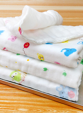 满5条包邮纯棉6层纱布新生儿婴儿口水巾宝宝小方巾洗脸巾手帕毛巾