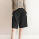 胖mm高腰宽松a字阔腿休闲显瘦弹力5五分裤 大码 女夏季 薄款 西装 短裤