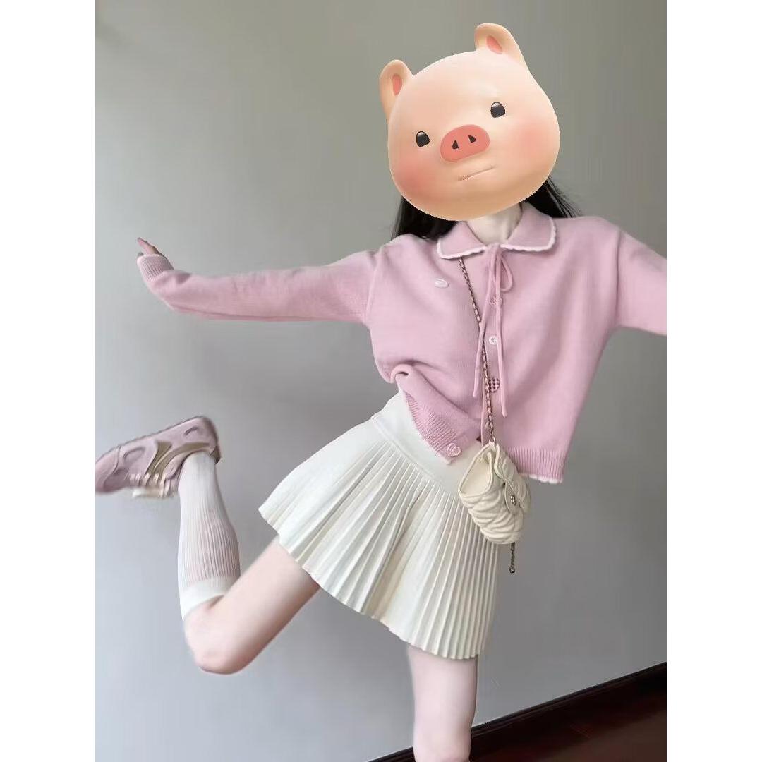 甜美休闲短款长袖针织上衣女