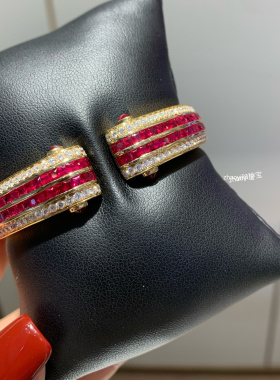 Zhaoyi珍宝～18k金红宝石钻石手镯定金