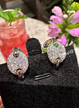 18k金镶钻 猪鼻子耳扣 轻奢高级感