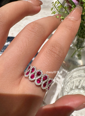 新款 红宝石 钻石 排戒