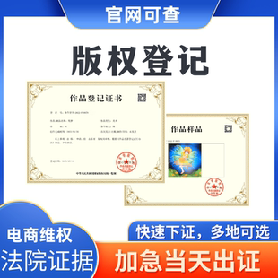国家版权登记作品美术ip视频著作权服装图形图片知识产权加急申请
