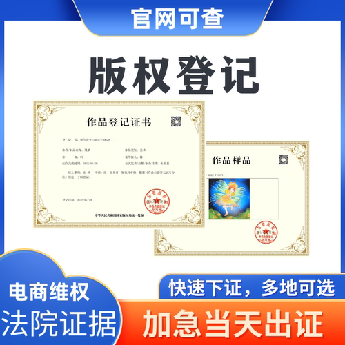 国家版权登记作品美术ip视频著作权服装图形图片知识产权加急申请