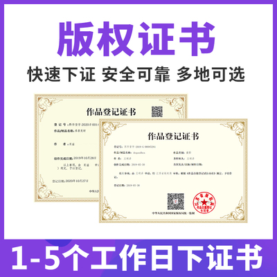 国家版权登记注册音乐图片小说加急保护歌曲文字美术作品知识产权