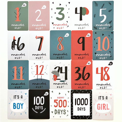 ins宝宝拍照月份卡出生天数成长纪念卡片百天周岁孕期拍照道具 - 封面