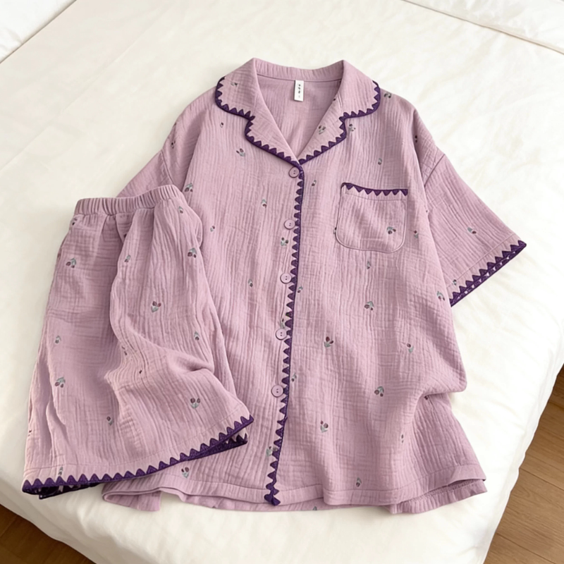 2026新款夏季女士睡衣薄款套装宽松显瘦女款短袖短裤夏天家居服