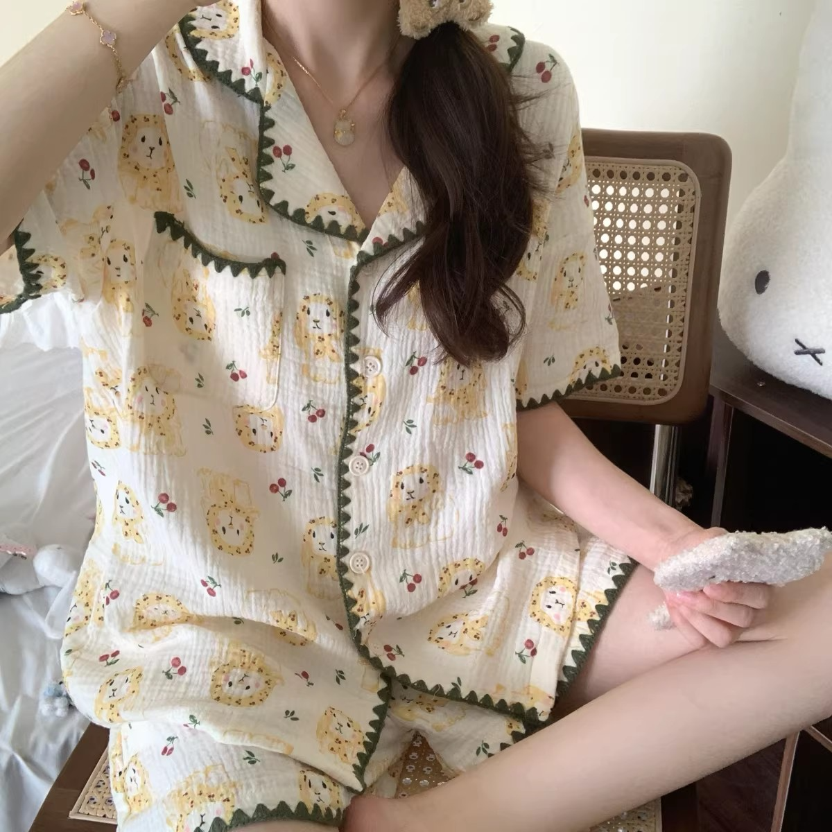 夏季薄款睡衣女士居家短袖家居服